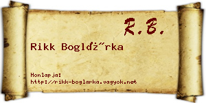 Rikk Boglárka névjegykártya